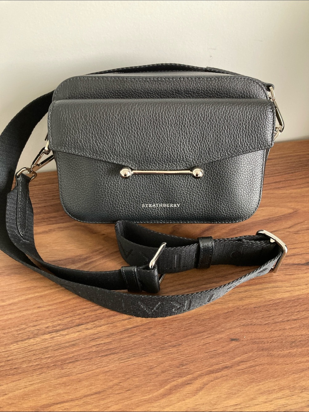 Strathberry Black Crossbody Bag with silver Hardware